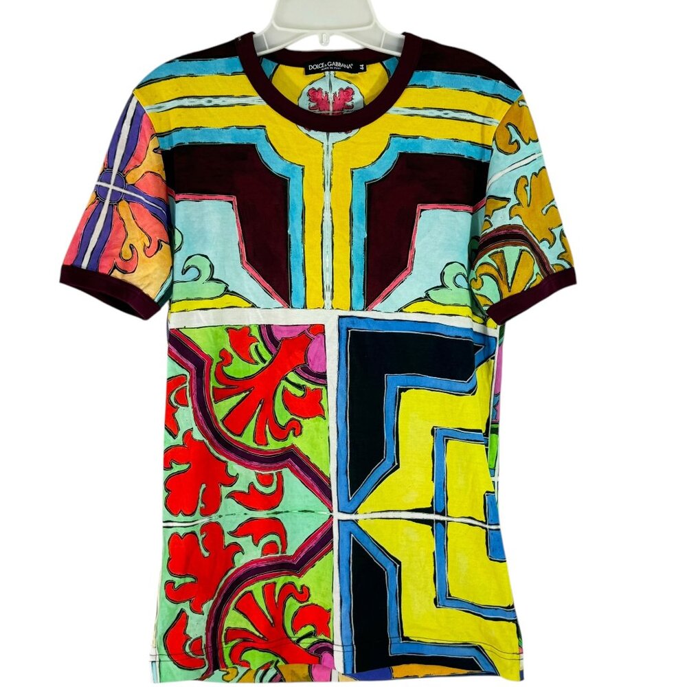 DOLCE & GABBANA Multicolor Cotton Magliette Print Men's T-Shirt Made in Italy 44
